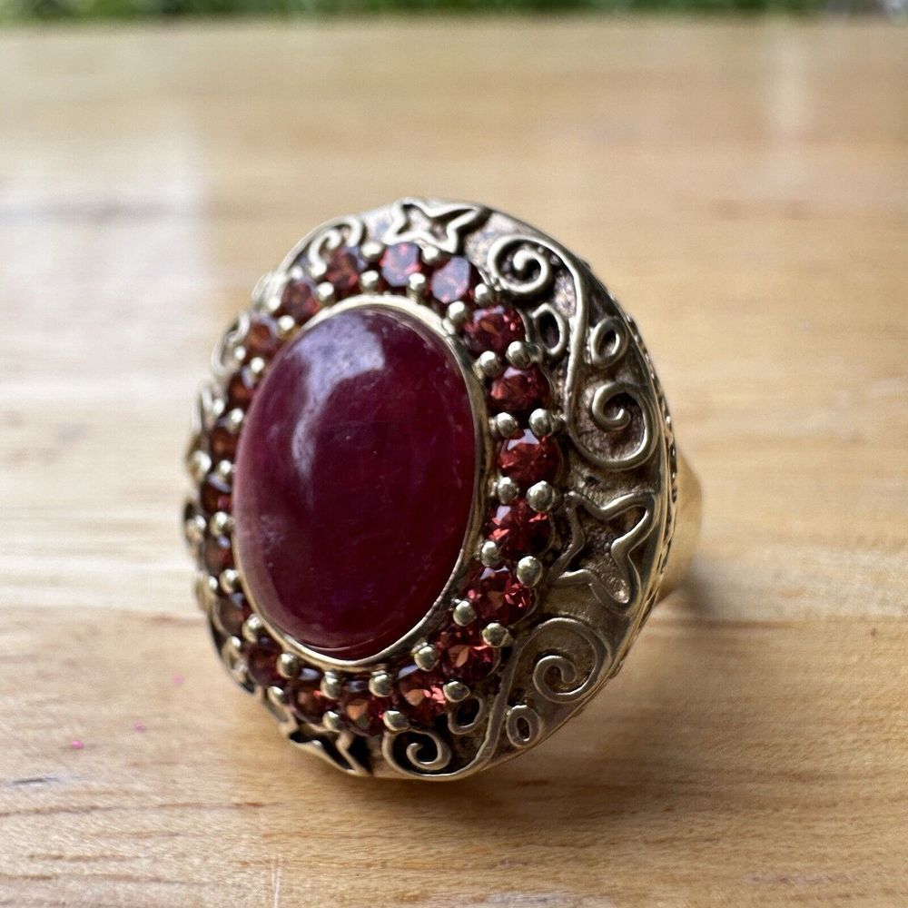 Ross Simons Accent Ring Ruby Cabochon Garnet Size… - image 3
